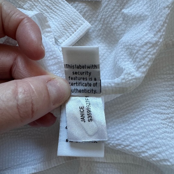 Women's Diane von Furstenberg Textured White Blouse Sheer Shirt Size 4 - Picture 6 of 7